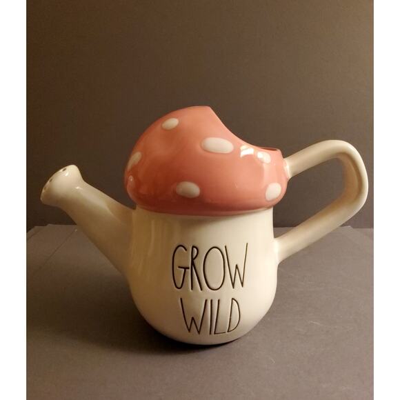 Rae Dunn "Grow Wild" Ceramic Mushroom Watering Can - Picture 1 of 5